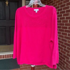 Kim Rogers Fuchsia Knit Sweater Cotton 2X
